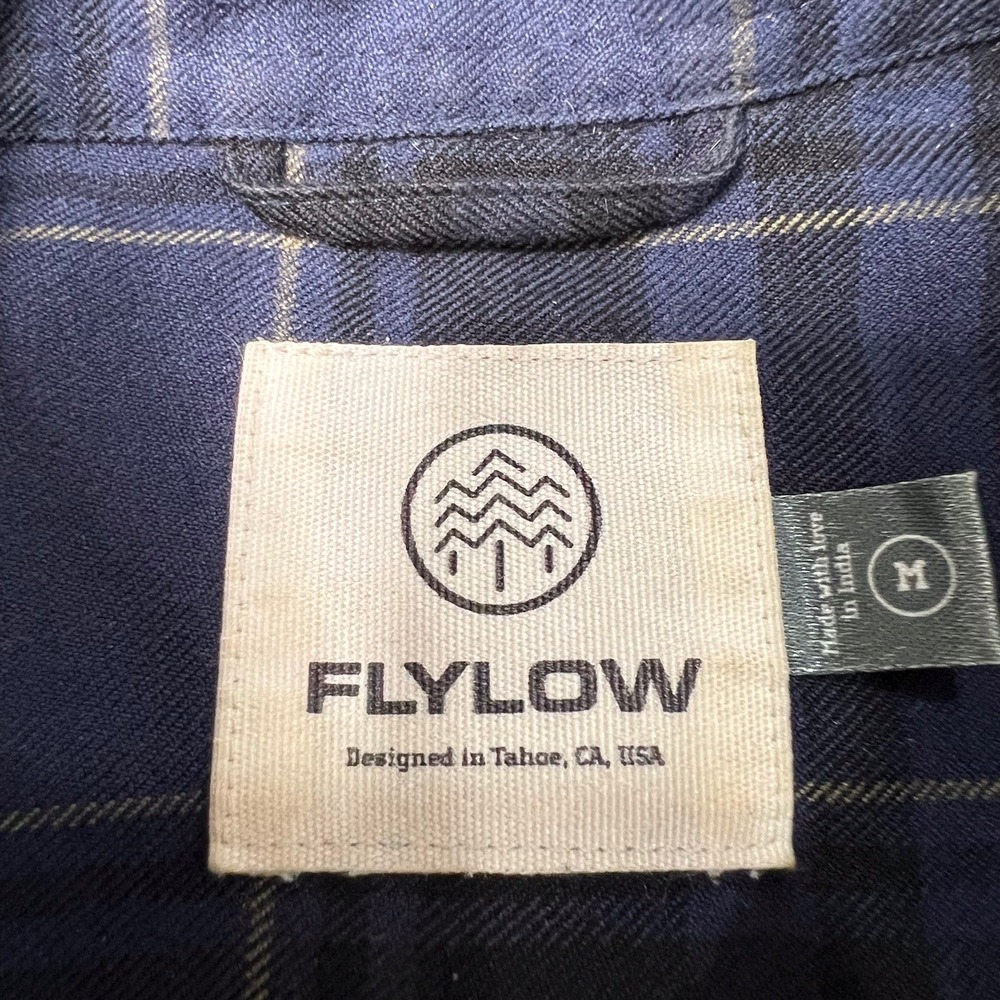 Flylow Long Sleeve Snap Flannel Shirt Mens Size Medium Blue Plaid - Picture 5 of 15